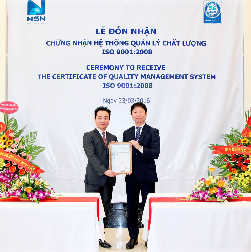 NSN đón nhận chứng chỉ ISO 9001:2008